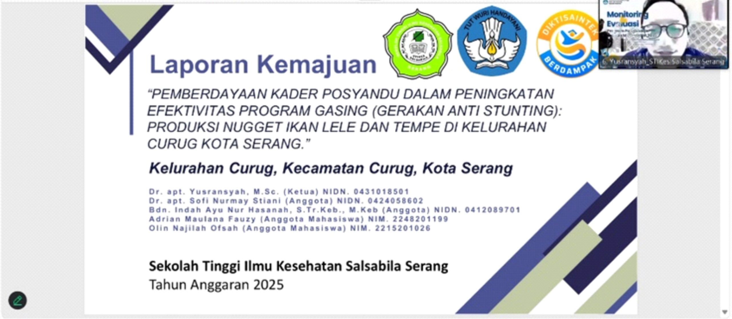 Capaian Positif Dosen STIKes Salsabila Serang dalam Monitoring dan Evaluasi Eksternal Hibah Pengabdian DPPM Tahun 2025 Capaian Positif Dosen STIKes Salsabila Serang dalam Monitoring dan Evaluasi Eksternal Hibah Pengabdian DPPM Tahun 2025